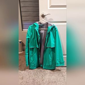 Mint green rain jacket
